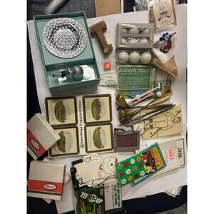 Over 30 golf novelty balls Pimpernel coasters socks ice cubes counters figurine